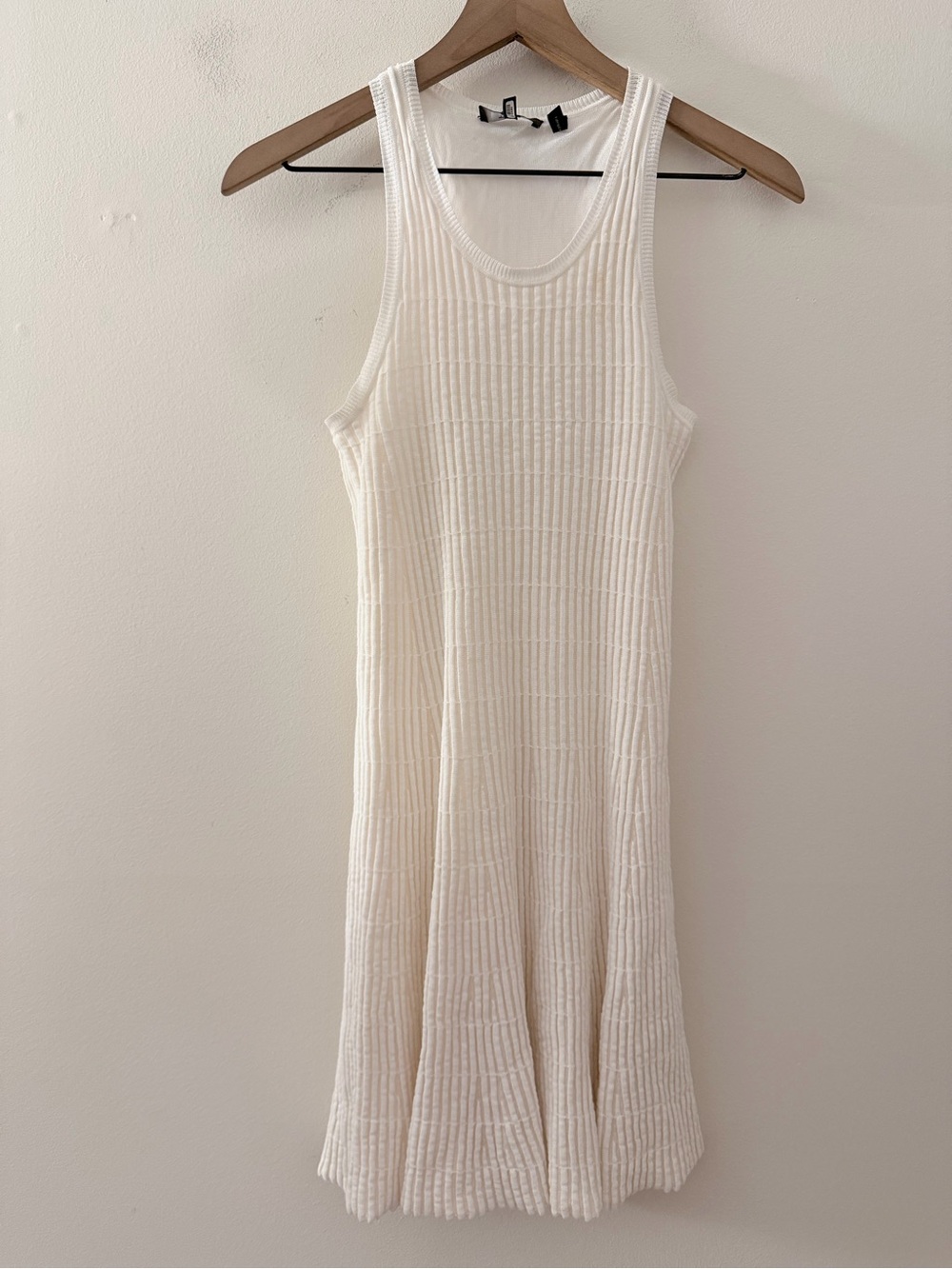 Theory Ottoman Day Dress Shell White Ribbed Knit S - Picture 3 of 4